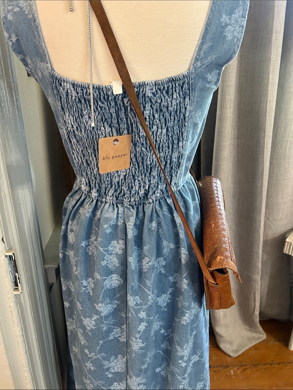 Blu Pepper Blue Floral Maxi Dress with Square Neck - Picture 4 of 4